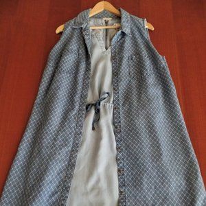 GUC- DRESS W/ OPEN VEST OUTFIT! FADED DENIM